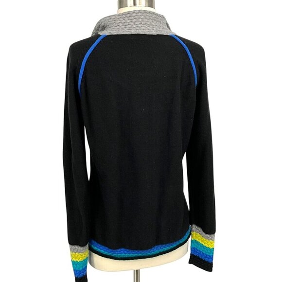 Neve Designs 1/4 Zip Sweater Size 2XL Merino Wool Blend Black Multicolor *READ* - Picture 7 of 14